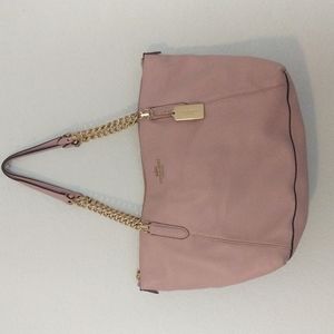Baby pink coach purse with gold hardware
